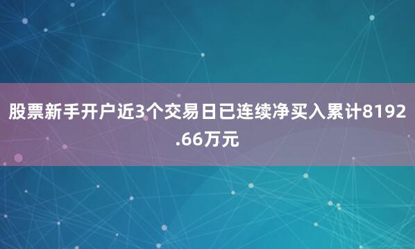 股票新手开户近3个交易日已连续净买入累计8192.66万元